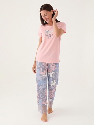 Пижама со штанами и футболкой - G022SZ0HFP028799_IY24 Костюм дом. жен. Бельевое изделие (VR041, S)