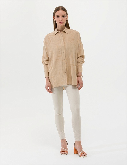 Рубашка с добавлением льна свободная - G022SZ0040HEMDEM Сорочка жен. (VR011, 40)