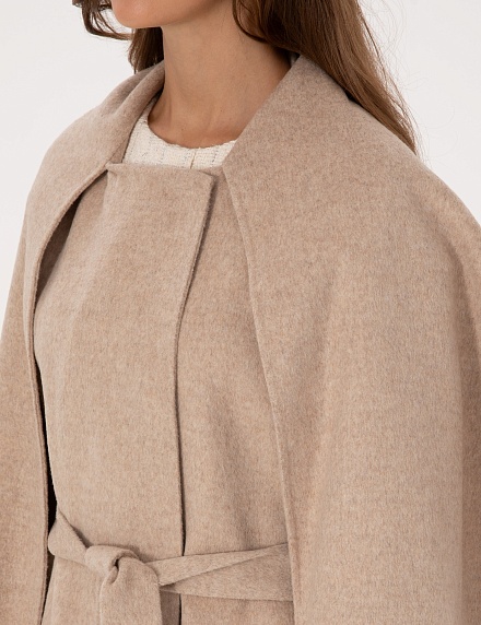 Пальто с несъемным шарфом из смесовой шерсти - G022SZ0KS0BENAL Пальто жен. (VR156, 36)