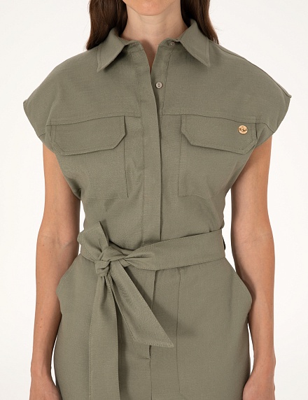 Комбинезон с добавлением льна - G022SZ0320PAYNE Платье жен. (VR027, 40)