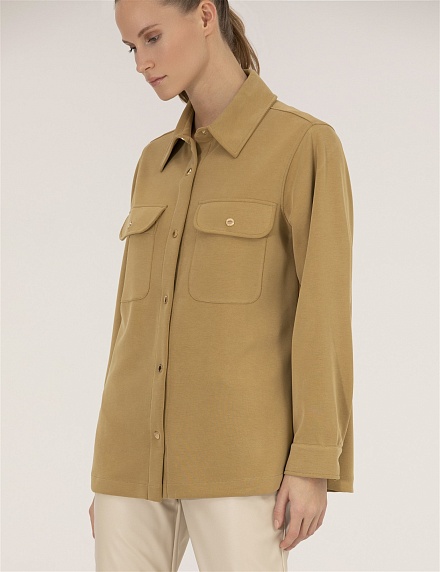 Рубашка с накладными карманами прямого кроя - G022SZ0820JUHA-C Толстовка жен. (VR235, XS)