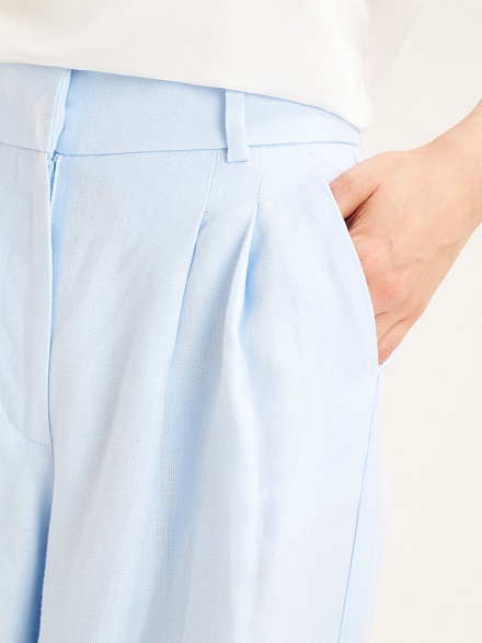 Брюки льняные палаццо с защипами - G022SZ0030MATHI_P Брюки жен. (VR003, 34)