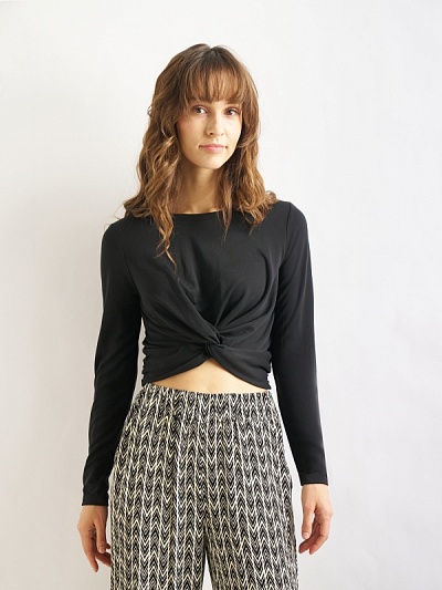 Лонгслив укороченный с драпировкой - G022SZ0110MERNO Футболка жен. (VR046, S)