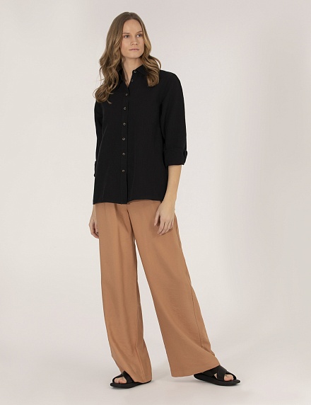 Рубашка из смеси льна и хлопка оверсайз - G022SZ0040KETO Сорочка жен. (VR046, 40)