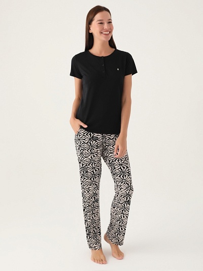 Пижама со штанами и футболкой - G022SZ0HFP028788_IY24 Костюм дом. жен. Бельевое изделие (VR046, S)