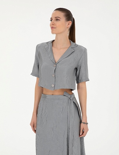 Рубашка укороченная из жатой ткани - G022SZ0040ELEN_G Сорочка жен. (VR024, 36)