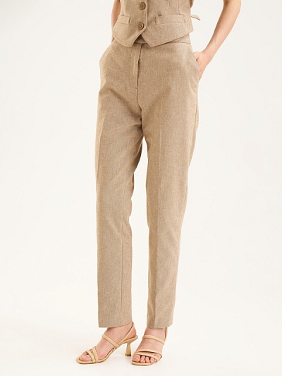 Брюки с добавлением льна зауженные - G022SZ0030P_GRATA_R Брюки жен. (VR015, 34)