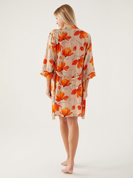 Пижама 3 в 1 с шортами, халатом и топом - G022SZ0HFP028815_IY24 Костюм дом. жен. Бельевое изделие (VR011, XL)