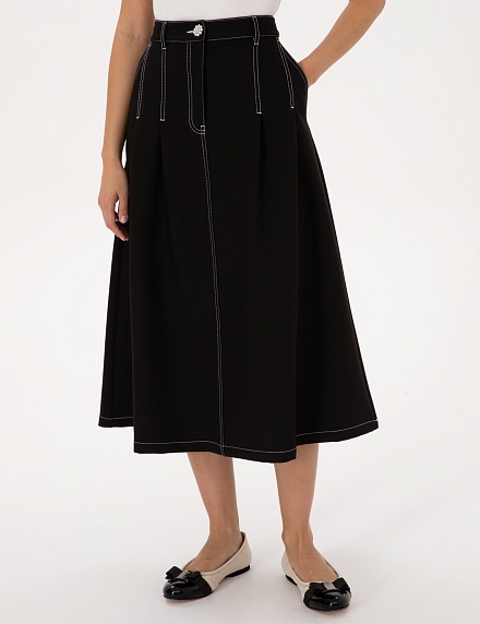 Юбка миди А-силуэта с контрастными строчками - G022SZ0980TEKU_E Юбка жен. (VR046, 36)