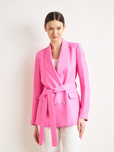 Пиджак двубортный с добавлением льна - G022SZ0020C-CLAY-R Пиджак жен. (VR041, 32)