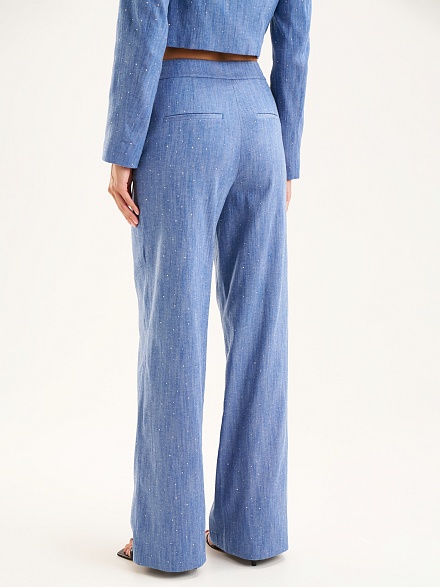 Брюки со стразами прямые - G022SZ0030P_ELAS_R Брюки жен. (VR028, 36)