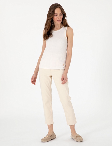 Топ в рубчик с декором - G022SZ0110LAFES_25Y Футболка жен. (VR019, S)