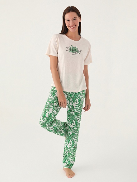 Пижама со штанами и футболкой - G022SZ0HFP028804_IY24 Костюм дом. жен. Бельевое изделие (VR011, S)