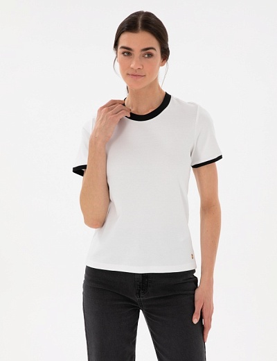 Футболка с контрастной окантовкой - G022SZ0110ORTEGO25Y Футболка жен. (VR013, XS)