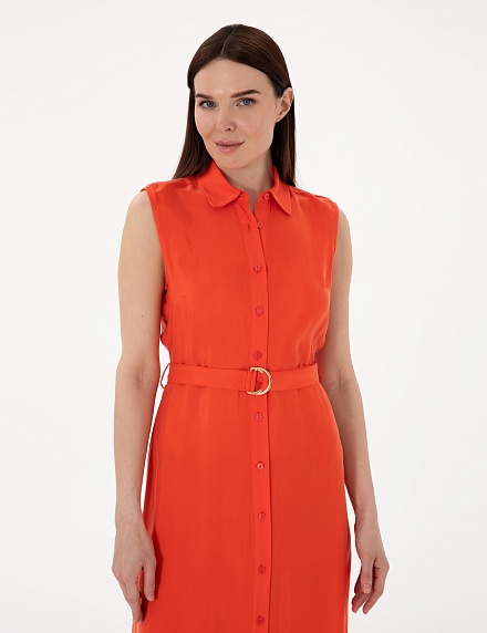 Платье-рубашка миди без рукавов - G022SZ0320DUDE Платье жен. (VR030, 36)