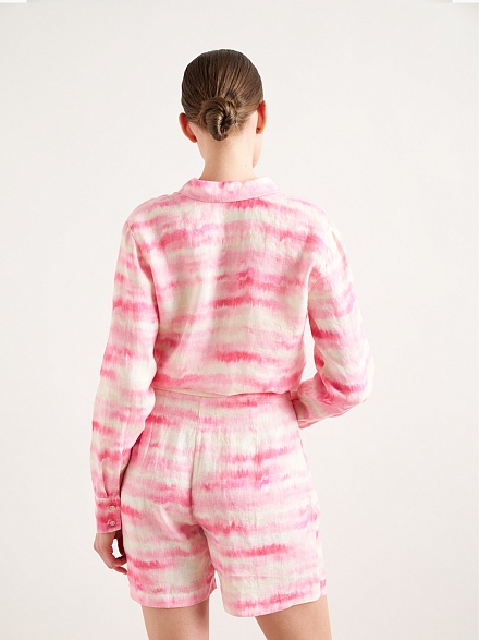 Рубашка льняная с принтом тай-дай - G022SZ0040KTOYO_G Сорочка жен. (VR041, 44)