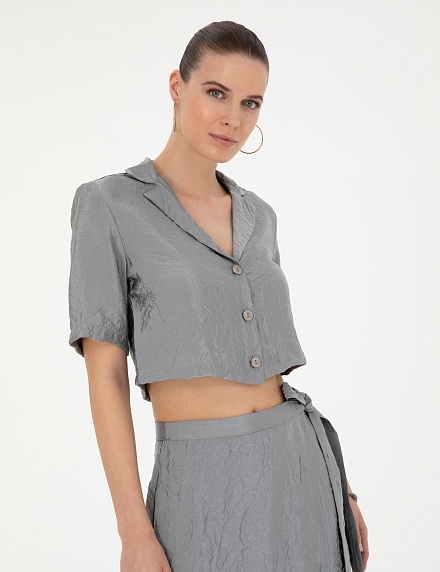 Рубашка из жатой ткани  укороченная - G022SZ0040ELEN_G Сорочка жен. (VR024, 34)