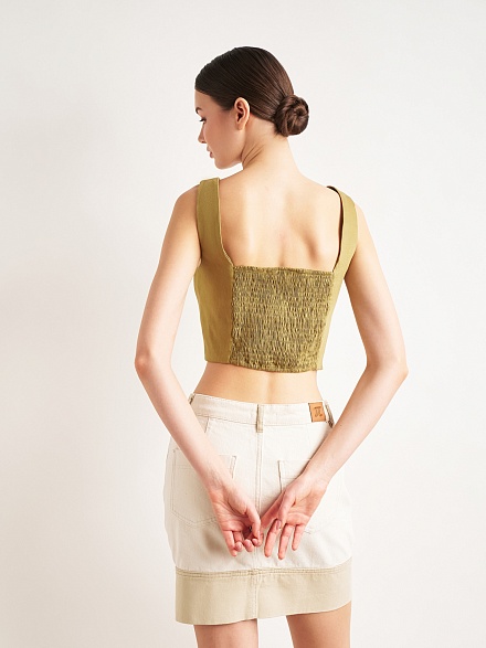 Кроп-топ на пуговицах из льна - G022SZ0040KUBA-TOP Сорочка жен. (VR235, 42)