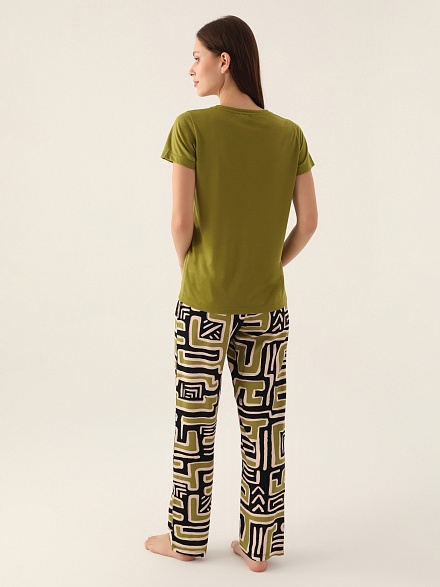 Пижама со штанами и футболкой - G022SZ0HFP028817_IY24 Костюм дом. жен. Бельевое изделие (VR235, S)