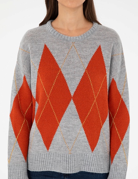 Свитер с узором ромбы - G022SZ0TK0SIENA Кофта жен. (VR086, M)