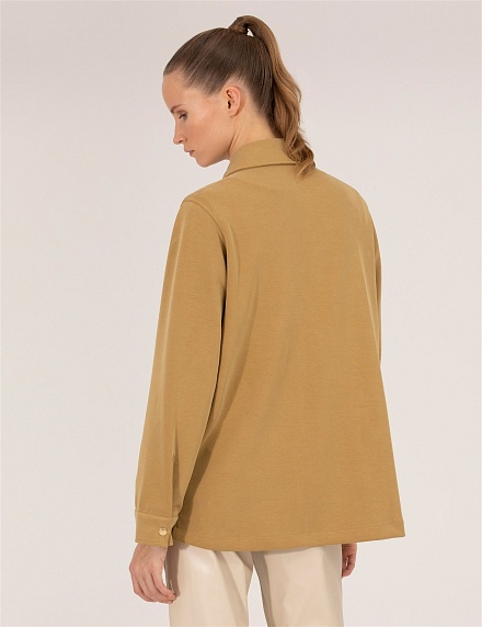 Рубашка с накладными карманами прямого кроя - G022SZ0820JUHA-C Толстовка жен. (VR235, XS)