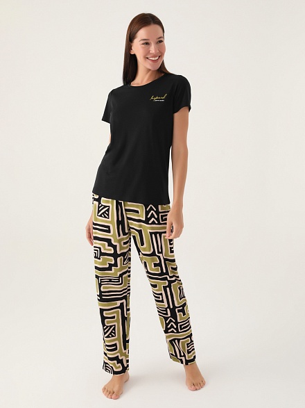 Пижама со штанами и футболкой - G022SZ0HFP028818_IY24 Костюм дом. жен. Бельевое изделие (VR046, S)