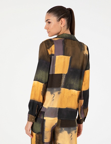 Рубашка с абстрактным принтом прямого кроя - 