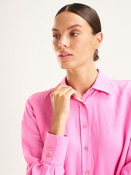 Рубашка из смеси льна и хлопка оверсайз - G022SZ0040KETO Сорочка жен. (VR167, 36)