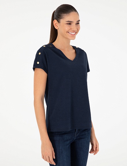 Футболка с V-образным вырезом - G022SZ0110GEBI Футболка жен. (VR033, S)