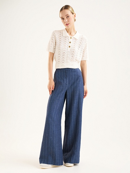 Брюки льняные широкие - G022SZ0030P_TAUP_R Брюки жен. (VR033, 32)