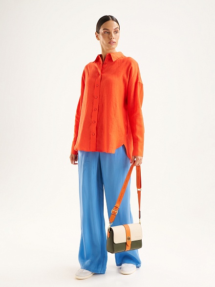 Рубашка из смеси льна и хлопка оверсайз - G022SZ0040KETO Сорочка жен. (VR239, 32)