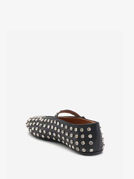 Балетки кожаные с заклепками и ремешком - S072SZ0330Y25ZIMO_P Обувь жен. (VR046, 37)