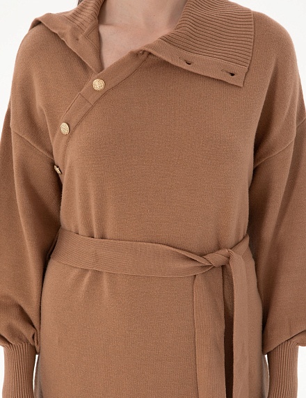 Платье миди трикотажное с поясом - G022SZ0TE0MEA Платье жен. (VR015, XS)