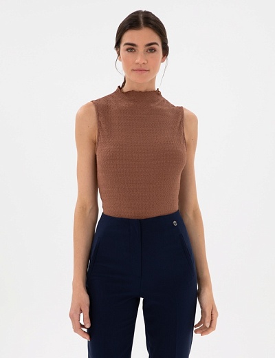 Топ трикотажный с волнистым воротником - G022SZ0110TEGU_B Футболка жен. (VR029, 2XS)