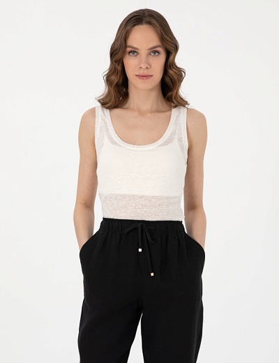 Топ льняной свободный - G022SZ0110PUDU Футболка жен. (VR019, XS)