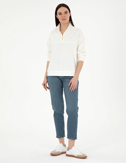 Толстовка с воротником на молнии - G022SZ0820METU_S Толстовка жен. (VR019, XS)