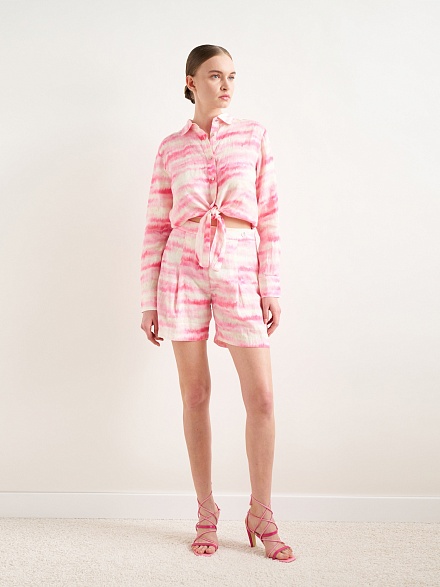 Шорты льняные с принтом тай-дай - G022SZ0310KTOYO-S Бермуды жен. (VR041, 44)