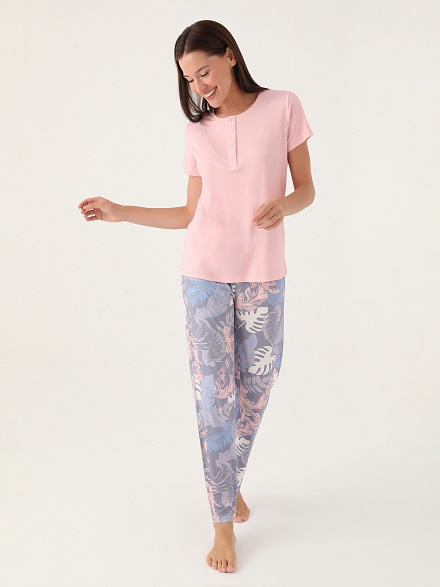 Пижама со штанами и футболкой - G022SZ0HFP028801_IY24 Костюм дом. жен. Бельевое изделие (VR041, S)