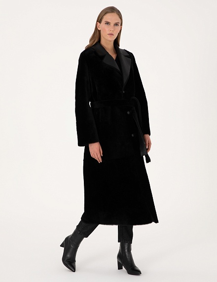 Дубленка двухсторонняя из овчины с поясом - G022SZ0350D_LIVIA_R Куртка кож. жен. (VR046, 36)