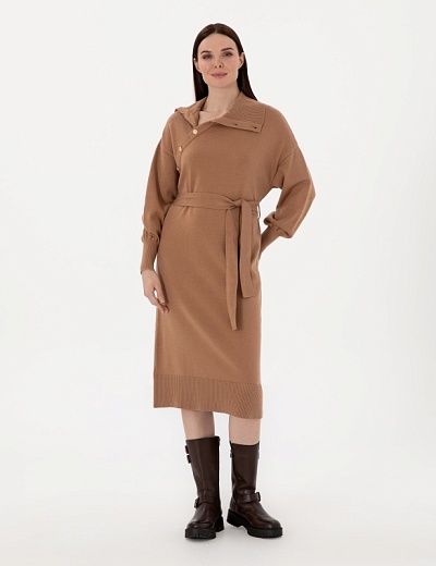 Платье миди трикотажное с поясом - G022SZ0TE0MEA Платье жен. (VR015, XS)