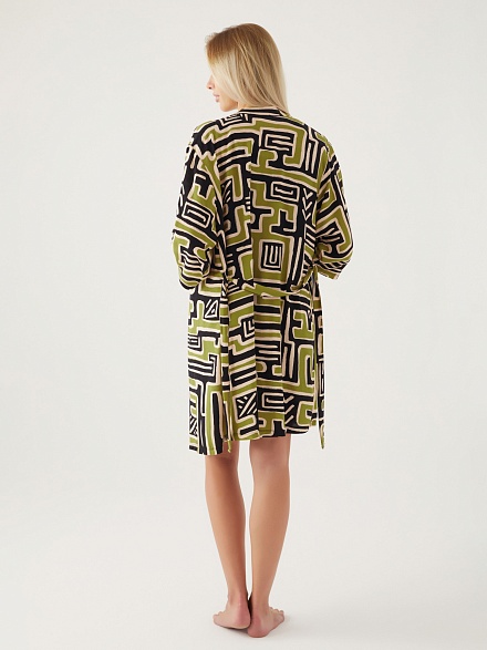 Пижама 3 в 1 с шортами, халатом и топом - G022SZ0HFP028819_IY24 Костюм дом. жен. Бельевое изделие (VR054, S)