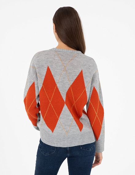 Свитер с узором ромбы - G022SZ0TK0SIENA Кофта жен. (VR086, M)