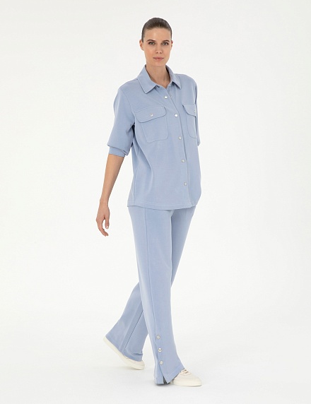 Брюки спортивные с разрезами на кнопках прямые - 