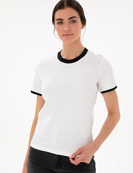Футболка с контрастной окантовкой - G022SZ0110ORTEGO25Y Футболка жен. (VR013, XS)