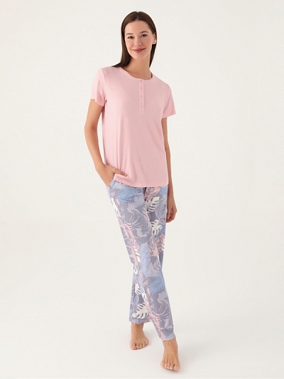 Пижама со штанами и футболкой - G022SZ0HFP028801_IY24 Костюм дом. жен. Бельевое изделие (VR041, S)