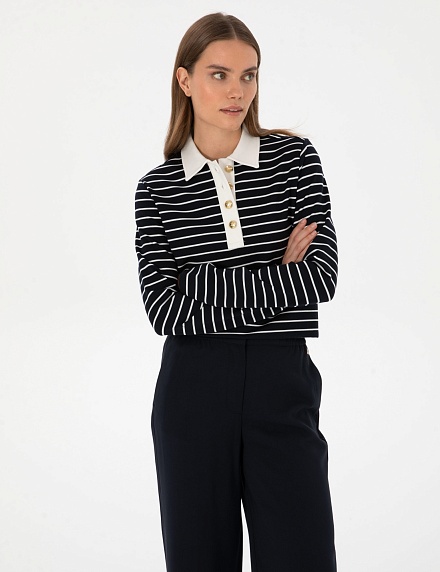 Лонгслив с отложным воротником в полоску - G022SZ0820SETHA Толстовка жен. (VR033, XS)