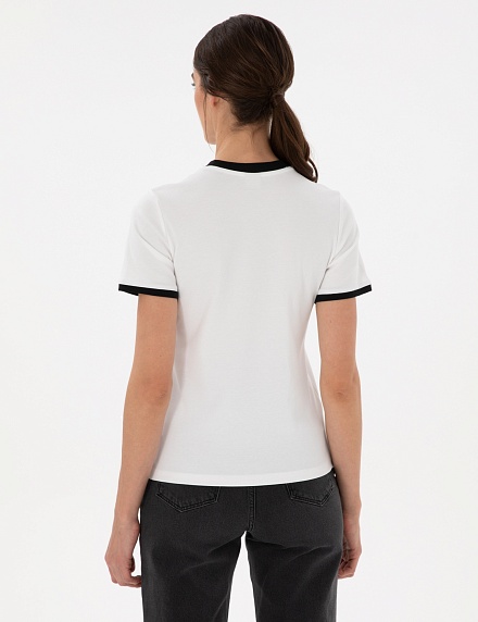 Футболка с контрастной окантовкой - G022SZ0110ORTEGO25Y Футболка жен. (VR013, XS)