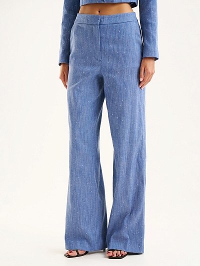 Брюки со стразами прямые - G022SZ0030P_ELAS_R Брюки жен. (VR028, 36)