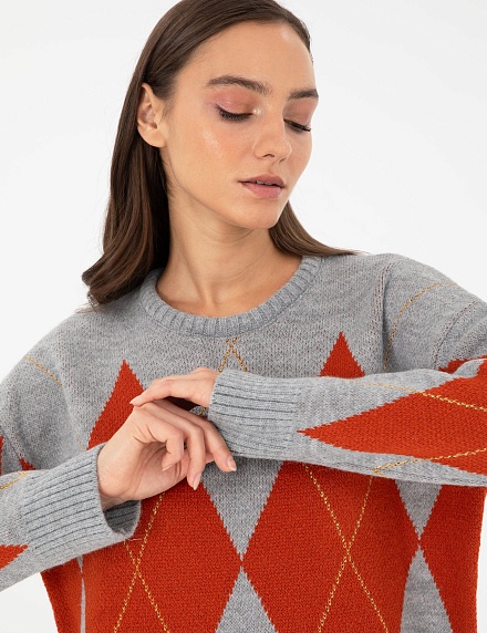 Свитер с узором ромбы - G022SZ0TK0SIENA Кофта жен. (VR086, M)