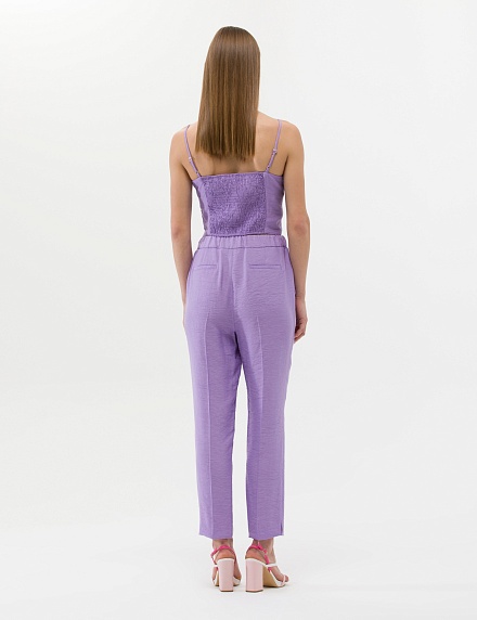 Брюки укороченные из жатой ткани - G022SZ0030KRAF-P Брюки жен. (VR149, 40)